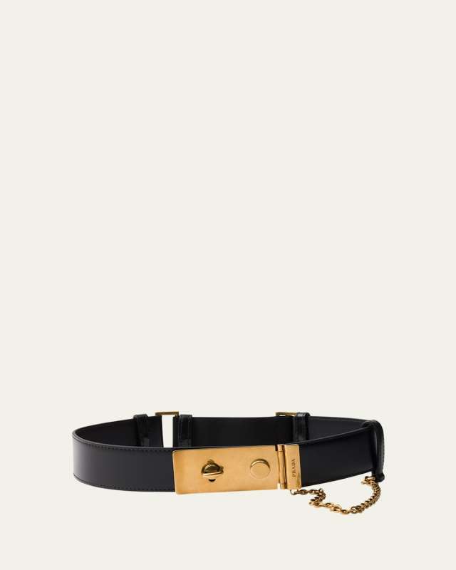 Chain Buckle Leather Belt